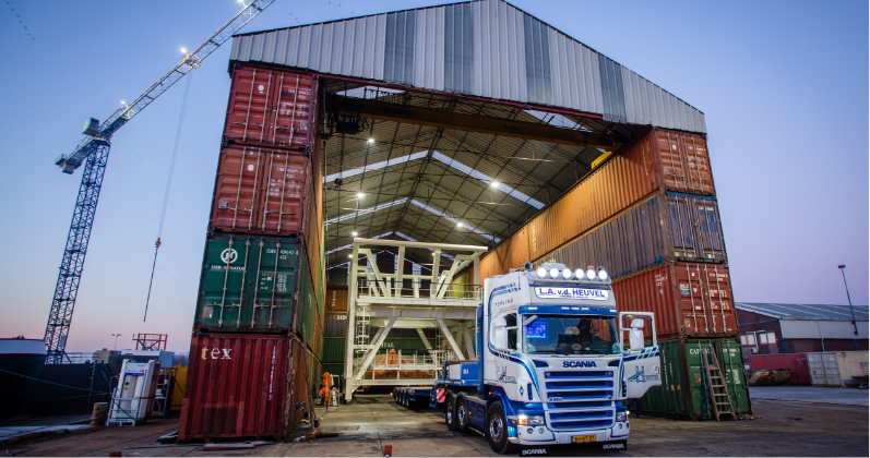 Truck parked in storage area