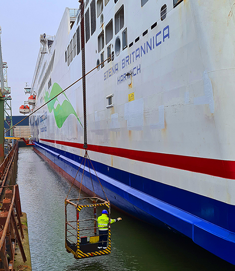 The Stena Britannica getting inspected