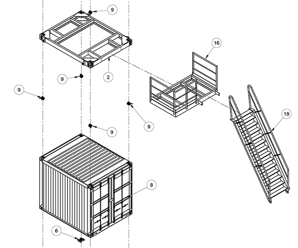 Modular Container frame Drawing