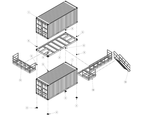 Modular Container frame drawing Drawing of the Modular Container Frame