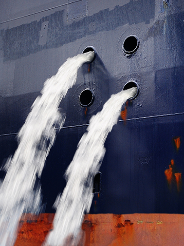 Ballast water exiting a ship