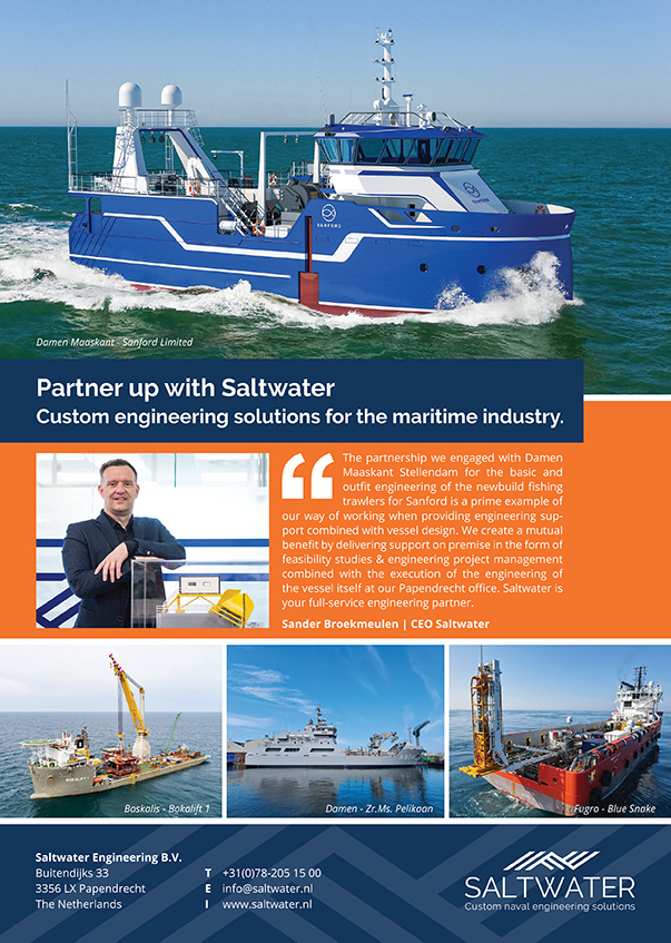 Saltwater advertisement in Business Focus Magazine featuring the newbuild fishing trawers for Sanford